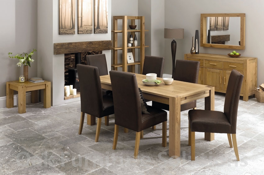 Lyon Oak Extending Dining Table 180cm and 6