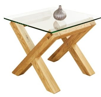 Oak Glass Lamp Table