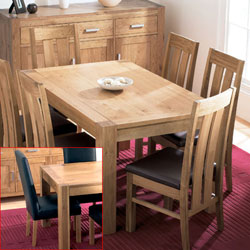 Lyon Oak Small Dining Table & 6 Large Leather
