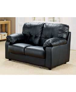 Lyon Regular Leather Sofa - Black