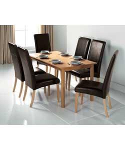Lyon Table and 6 Brown Chairs