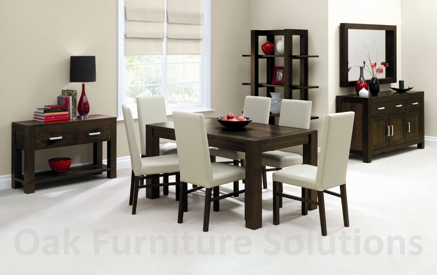 Walnut 150cm Dining Table & 6 Ivory Leather