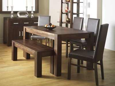 Walnut Dining Table 150cm and 4 Brown