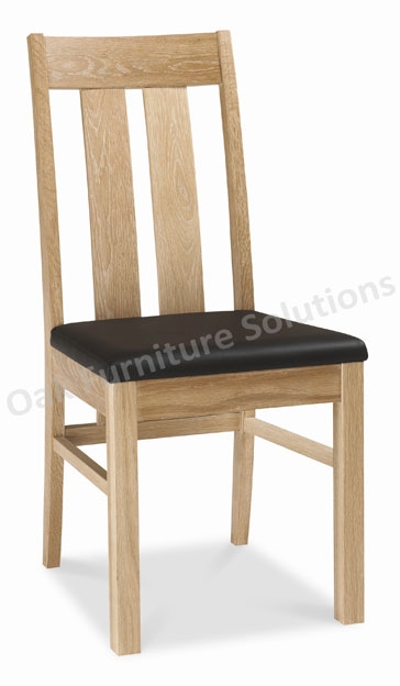 Washed Oak Slatted Dining Chairs - Pair