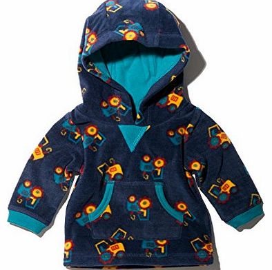 M&Co Baby Boy Tractor Print Fleece Hooded Jumper Navy 9/12 Mnths