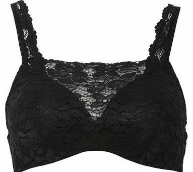 Ladies Underwired Lightly Moulded Smoothing Lace Cami Vest Bra Black 36A