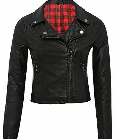 Teen Girls Faux Leather Black Biker Jacket Black 146