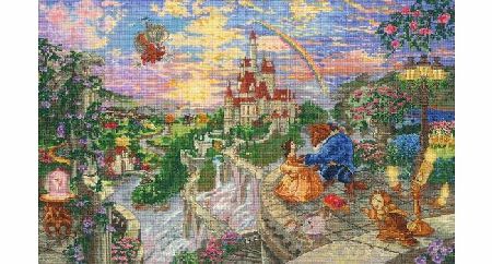 M C G Textiles Mcg Textiles Beauty and The Beast Disney Dreams Collection by Thomas Kinkade Counted Cross Stitch Kit, Multi-Color
