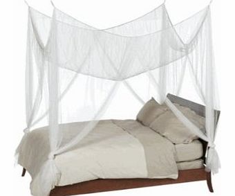 M Y Promotions White 4 Poster Square Bed Canopy with Gift Bag Fits Up To King Size