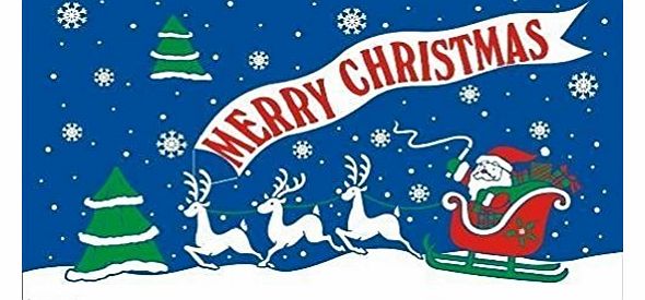 MadAboutFlags Merry Christmas Blue Large Christmas Flag 5ft X 3ft