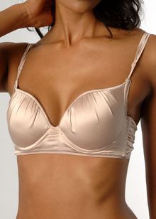Madame V Grecca stretch silk satin pleated bra