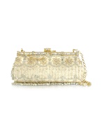 Ivory Beaded Lace Evening Clutch w/Chain Strap