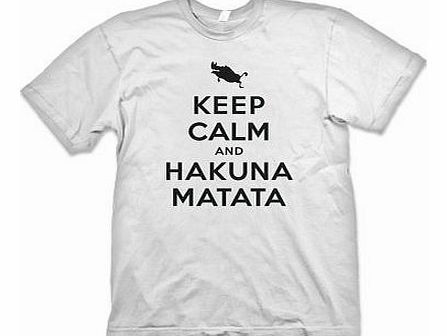 Madhatters Tee Party Keep Calm and Hakuna Matata Meme T-Shirt Inspired By The Lion King - White (M)