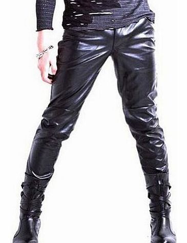 Magic.Design M.D. Mens PU Leather Skinny Black Pants K76_Black_28