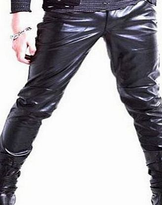 Magic.Design M.D. Mens PU Leather Skinny Black Pants K76_Black_34