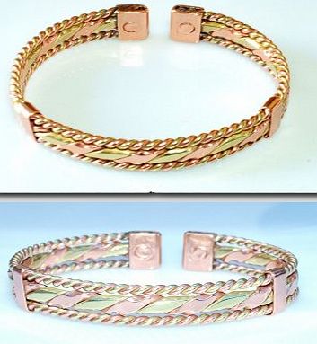 Magnetic Therapy Copper, Brass Banded 28M Regal Twist Bracelet - Delicately Hand-Crafted and Superbly Finished - in the UK! - With FREE gift!