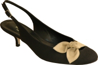 black fabric leather slingback shoe