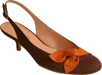 brown fabric leather slingback shoe