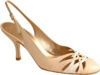 cream leather high heeled slingback shoe