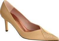 gold satin leather and diamonte eve courtshoe