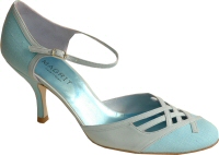 pale blue leather and fabric shoe