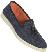 Maians Amador Navy and White Tassle Slip On Shoes