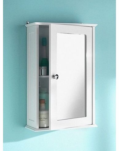 MAINE NEW ENGLAND INSPIRED White Maine Single Mirrored Door Bathroom Cabinet