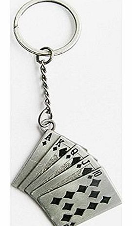 Mainly Metal Metal Keyring Casino Cards Poker Flush Hand
