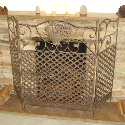 Maison Blue Decorative Fire Screen - Distressed Gold and