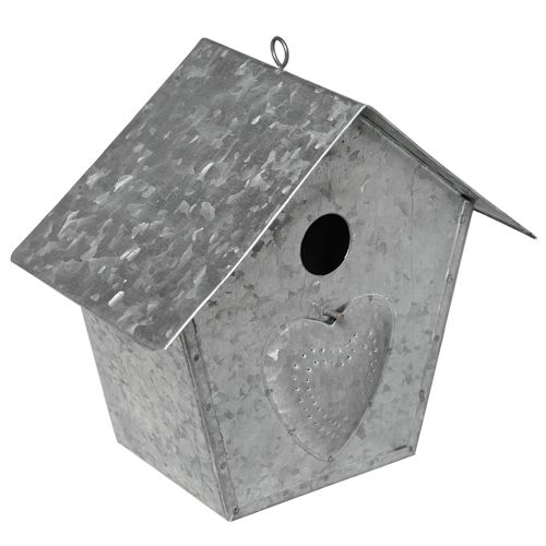 Garden Bird Box galvanised with heart shape