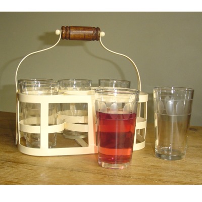 Maison Blue Glass Carrier and set of 6 Glasses