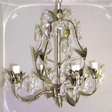 Maison Blue Silver Roccoco Flower Pendant 4-Light Chandelier