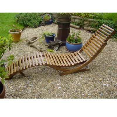 Maison Blue Wooden Sun Lounger - Fair Trade
