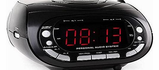 Majestic AH 1329 Radio Alarm Clock AM/FM PLL CD AUX Black