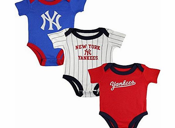 Majestic Baby-Boys Yankees 3 Pack Short Sleeve Vests, Multicoloured, 0-6 Months