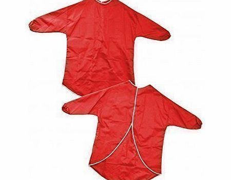 Childrens Waterproof Play Aprons - Painting, Baking, Cooking - Red 60cm Age 2-4 Years - Paint and Play Today