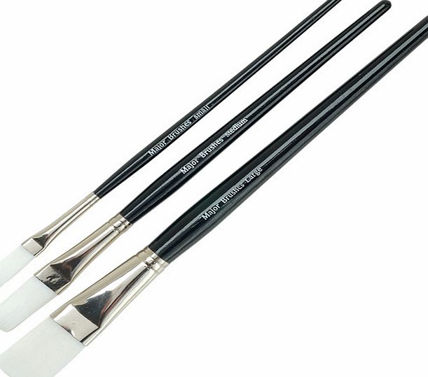 Major Brushes Flat Tip Synthetic Sable Brush Set 3 597-3