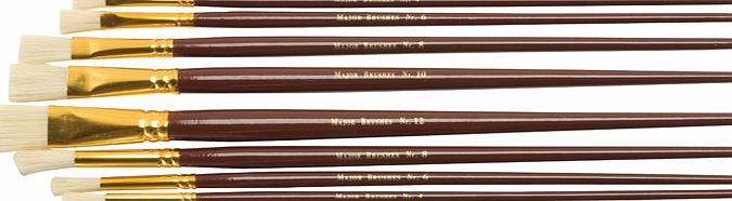 Major Brushes Hog Bristle Oil and Acrylic Brush Set of 10