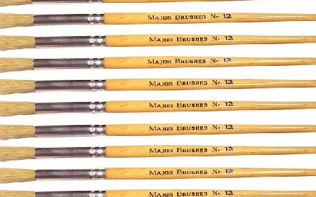 Major Brushes Hog Bristle Short Hand Round Tip Size 12 Pack 10