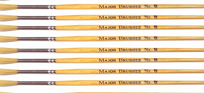 Major Brushes Hog Bristle Short Hand Round Tip Size 8 - Pack