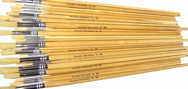 Major Brushes Hog Long Round Pack 60 /10 x sizes 4, 6, 8, 10,