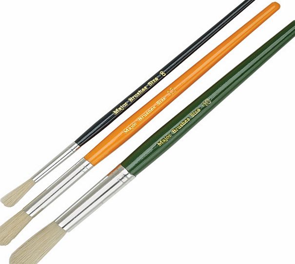 Major Brushes Kids Paint Brushes, Short Handle Hog Bristle