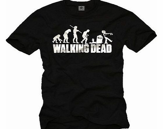 Evolution Mens T-Shirt WALKING DEAD Zombie Black Size S