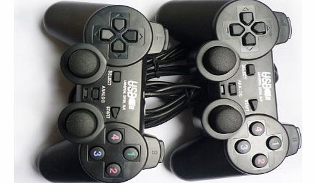 Perfect Gift!!! Brand New USB Double Shock Dual PC Game Pads, Two gamepads share one USB connection Black,From UK, Quick Delivery