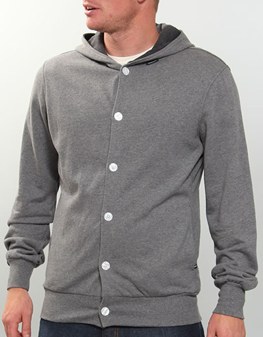 Makia Button up Hoody - Grey Melange