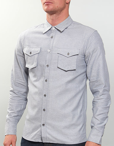 Makia Heringbone Shirt - blue