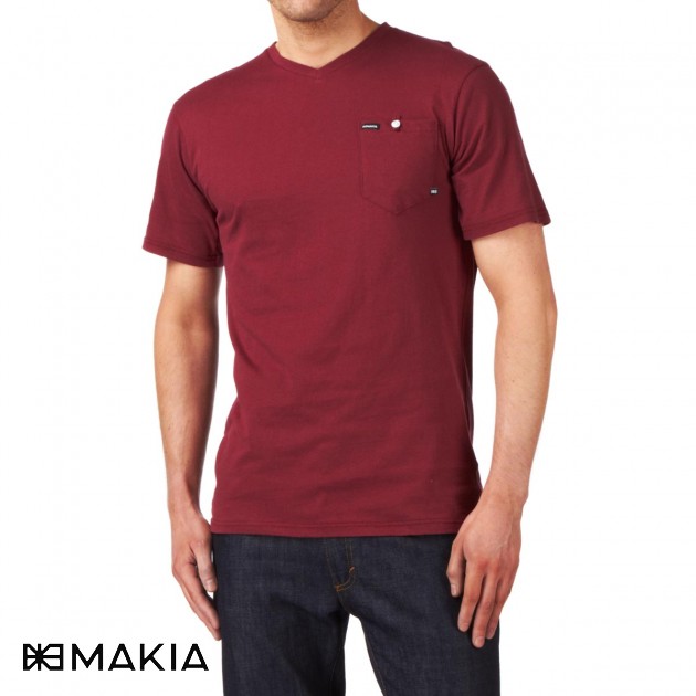 Makia Mens MAKIA V-Neck T-Shirt - Port