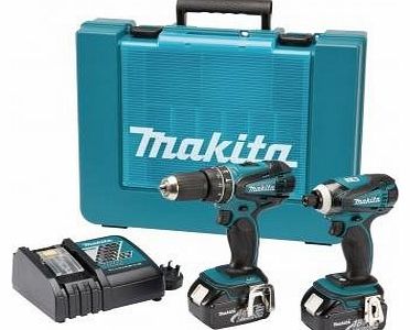 Makita DLX2012X1 18V Li-Ion Combi Drill Plus Impact Driver Cordless Kit with 3 x 3Ah Batteries