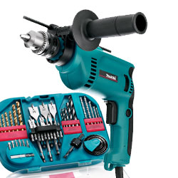 Makita Hammer Drill 650w with 46 Piece Accessory Set