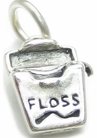 Dental Floss sterling silver charm .925 x 1 Dentistry Teeth Tooth care CF4267